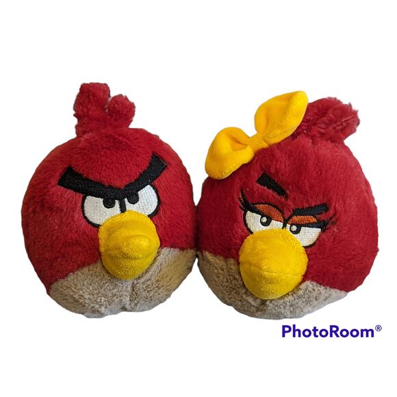 Angry Birds 5" Red Individual Stuffed Plush Toys Girl Boy Couple Lovebirds Set - Picture 1 of 9
